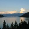 Enjoy the picturesque Lake Koocanusa with the Canadian Rockies in the background - from the Koocanusa Bridge.